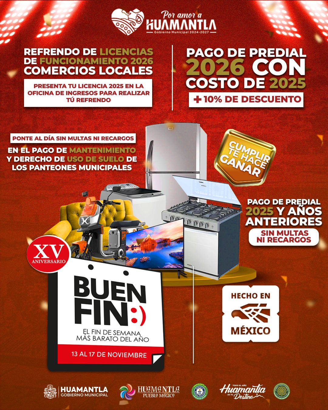 Ayuntamiento de Huamantla invita a participar en el buen fin 2025 con descuentos y premios para la ciudadanía